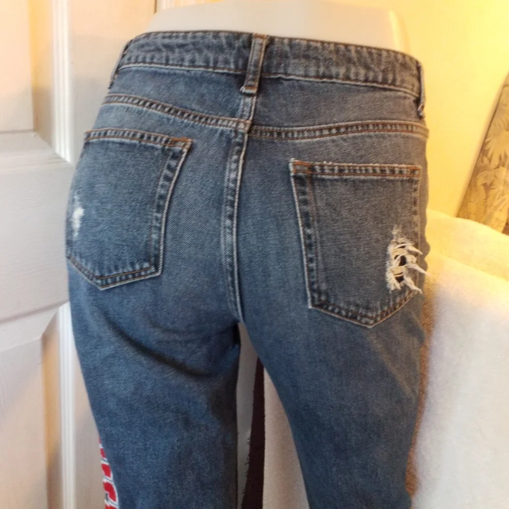 Sandro Paris Hortense Happening distressed high waisted Jeans preppy varsity 6 - Picture 11 of 16